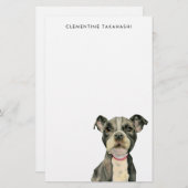 パーソナライズなピット・ブルの小犬の水彩画 便箋 (正面/裏面)