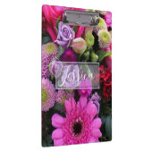 パーソナライズなピンクおよびすみれ色の花 クリップボード (右)