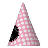 パーソナライズなピンクおよび白い水玉模様のパーティーの帽子 パーティーハット (右)