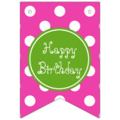 パーソナライズなピンクおよび緑のハッピーバースデー バンティングフラッグ (第1の旗)