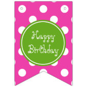 パーソナライズなピンクおよび緑のハッピーバースデー バンティングフラッグ (第3の旗)
