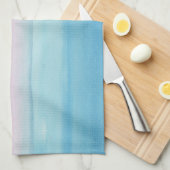 パーソナライズなピンクおよび青くグラデーションな水彩画 キッチンタオル (四つ折り)