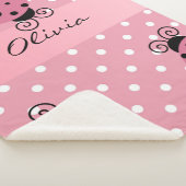 パーソナライズなピンクのてんとう虫 シェルパブランケット (3/4)