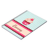 パーソナライズなピンクのカップケーキのミントの青の背景 ノートブック (左側)