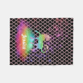 パーソナライズなピンクのクローバーの虹のユニコーン フリースブランケット (正面(横))