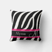 パーソナライズなピンクのシマウマのプリント クッション (裏面)