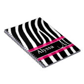 パーソナライズなピンクのシマウマのプリント ノートブック (右側)