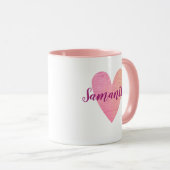 パーソナライズなピンクのハートのマグ マグカップ (正面右)
