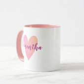 パーソナライズなピンクのハートのマグ マグカップ (正面左)