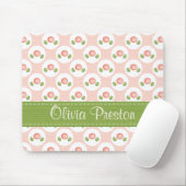 パーソナライズなピンクのバラの水玉模様のマウスパッド マウスパッド (マウス)