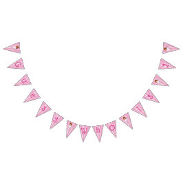 パーソナライズなピンクのバレリーナの誕生日の旗 バンティングフラッグ