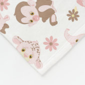 パーソナライズなピンクのブラウンのジャングル動物パターン フリースブランケット (角)