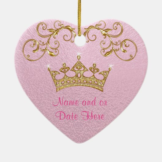 パーソナライズなピンクのベビーの初めてのクリスマスのオーナメント セラミックオーナメント (裏面)