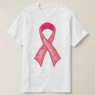 パーソナライズなピンクのリボンのグラフィック Tシャツ