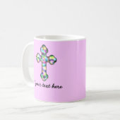 パーソナライズなピンクの十字 コーヒーマグカップ (正面左)
