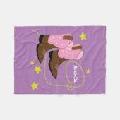 パーソナライズなピンクの女性のカーボーイブーツ及びロープ フリースブランケット (正面(横))