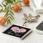 パーソナライズなピンクの弓スカルKeychain キーホルダー (側面)