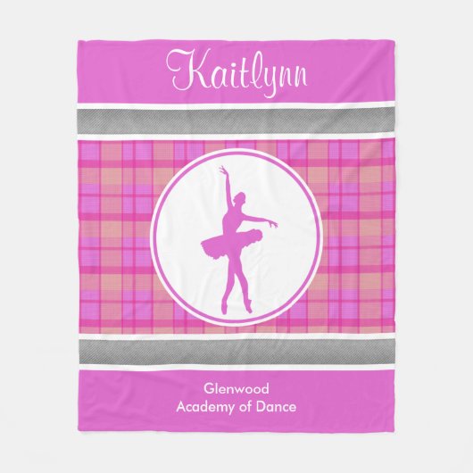 パーソナライズなピンクの恋人の格子縞のダンサー フリースブランケット (正面)