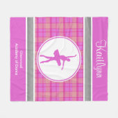 パーソナライズなピンクの恋人の格子縞のダンサー フリースブランケット (正面(横))