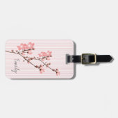 パーソナライズなピンクの桜の荷物のラベル ラゲッジタグ (正面横)