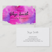 パーソナライズなピンクの水彩画の名刺 名刺 (正面/裏面)