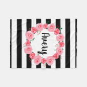 パーソナライズなピンクの水彩画の花柄のフリースブランケット フリースブランケット (正面(横))