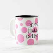 パーソナライズなピンクの水玉模様はコーヒー・マグに2ある調子を与えました ツートーンマグカップ (正面左)
