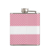 パーソナライズなピンクの水玉模様 フラスク (裏面)
