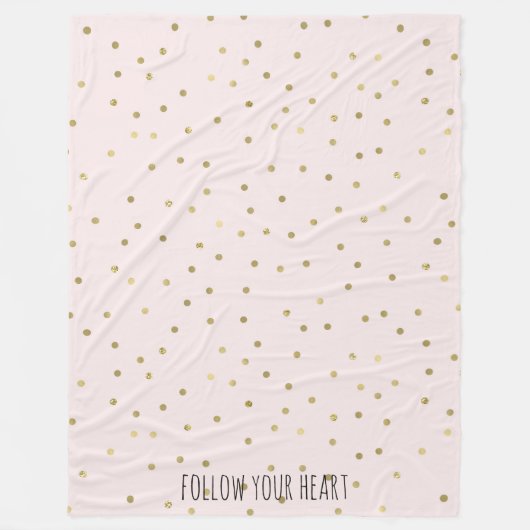 パーソナライズなピンクの赤面の金ゴールドの輝きの紙吹雪 フリースブランケット (正面)