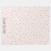 パーソナライズなピンクの赤面の金ゴールドの輝きの紙吹雪 フリースブランケット (正面(横))