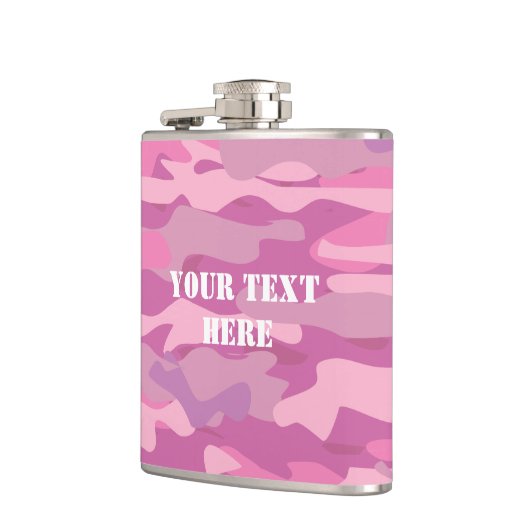 パーソナライズなピンクの軍隊のカムフラージュの飲み物のフラスコ フラスク (左)