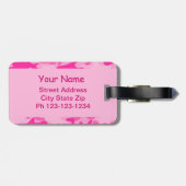 パーソナライズなピンクの迷彩柄のカムフラージュの名前 ラゲッジタグ (裏面横)