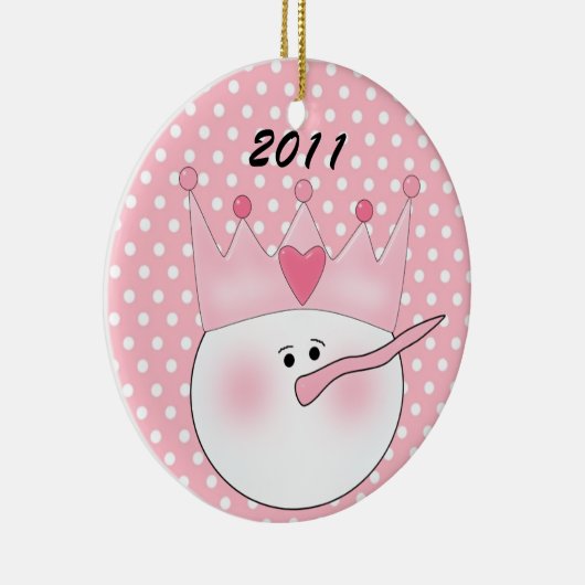 パーソナライズなピンクの雪のプリンセスのオーナメント セラミックオーナメント (右)