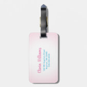 パーソナライズなピンクの魔法の虹のユニコーン ラゲッジタグ (裏面縦)