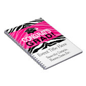 パーソナライズなピンクの黒いシマウマの卒業パーティー ノートブック (右側)