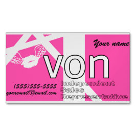 パーソナライズなピンクのAvon マグネット名刺