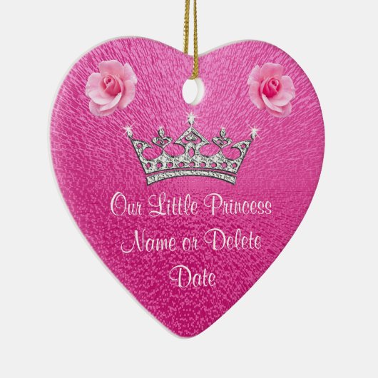 パーソナライズなピンク私達の小さいプリンセスのオーナメント セラミックオーナメント (右)