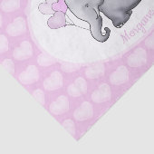 パーソナライズなピンク象の第1誕生日の子供部屋 薄葉紙 (詳細)