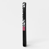 パーソナライズなピンク、黒いシマウマのストライプなモノグラム Case-Mate iPhoneケース (裏面/左)