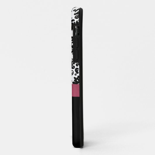 パーソナライズなピンク、黒く華美なダマスク織の箱 Case-Mate iPhoneケース (裏面/左)