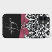 パーソナライズなピンク、黒く華美なダマスク織の箱 Case-Mate iPhoneケース (裏面(横))