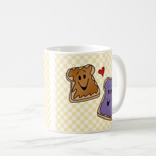 パーソナライズなピーナッツバターおよびゼリーのコーヒー・マグ コーヒーマグカップ (正面右)