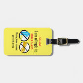 パーソナライズなピーナツおよび酪農場の子供にアレルギー ラゲッジタグ (正面横)