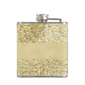パーソナライズなファンシーでフェイクな金ゴールドのグリッター フラスク (裏面)