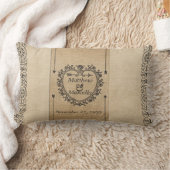 パーソナライズなファンシーなバーラップ記念日の日付のハート ランバークッション (ブランケット)