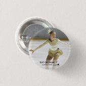 パーソナライズなフィギュアスケートのカスタムな写真および名前 缶バッジ (正面&裏面)