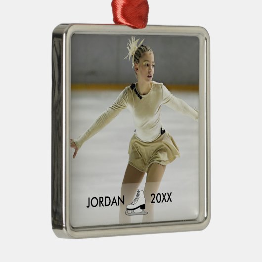 パーソナライズなフィギュアスケートのスケート選手の名前のクリスマス メタルオーナメント (右)