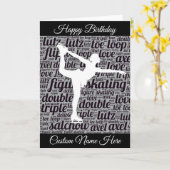 パーソナライズなフィギュアスケートのバースデー・カード カード (黄色い花)