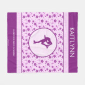 パーソナライズなフィギュアスケート選手のデキセドリン錠の花柄 フリースブランケット (正面(横))