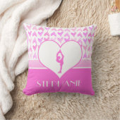 パーソナライズなフィギュアスケート選手のピンクの水彩画のハート クッション (ブランケット)